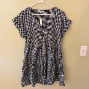 Madewell Black and White Gingham Mini Dress